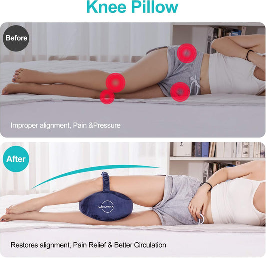 Knee Pillow for Side Sleepers - Sciatica Pain Relief - Back Pain, Leg Pain, Pregnancy, Hip and Joint Pain Memory Foam Leg Pillow (Pillow+Sleep Mask and Ear Plugs)