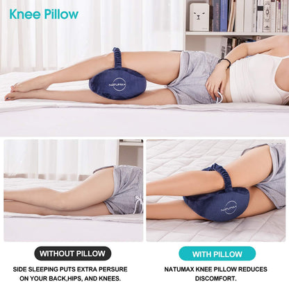 Knee Pillow for Side Sleepers - Sciatica Pain Relief - Back Pain, Leg Pain, Pregnancy, Hip and Joint Pain Memory Foam Leg Pillow (Pillow+Sleep Mask and Ear Plugs)