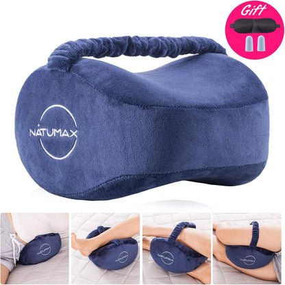 Knee Pillow for Side Sleepers - Sciatica Pain Relief - Back Pain, Leg Pain, Pregnancy, Hip and Joint Pain Memory Foam Leg Pillow (Pillow+Sleep Mask and Ear Plugs)